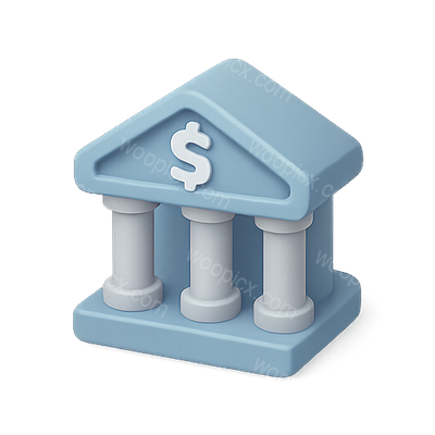 3D Bank Icon with Dollar Sign for Financial Themes