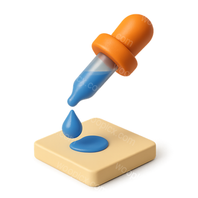 Stylized 3D Dropper Icon with Liquid on Surface