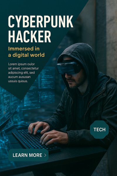 Cyberpunk Hacker in a Futuristic Digital Realm