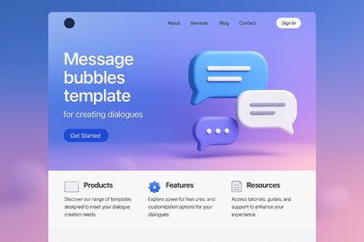 Tricolor Design Landing Page with Message Bubbles