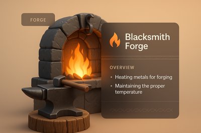 3D Blacksmith Forge with Integrated Info Blocks