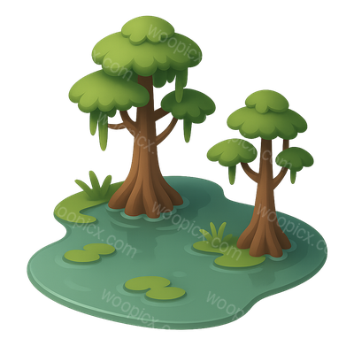 Cypress Trees in a Swamp - 3D Isometric Icon