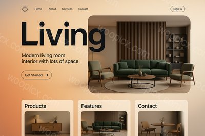 Modern Living Room Interior Design Landing Page