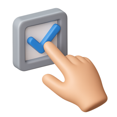 3D Checkbox Icon with Hand Selecting