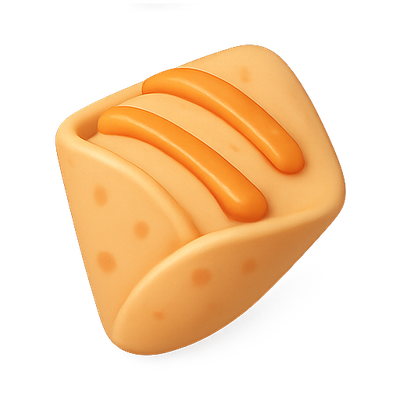 Stylized Cheese Slice with Melting Details