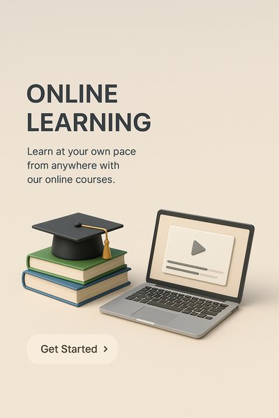 Realistic 3D Scene of Online Learning with Books and Laptop