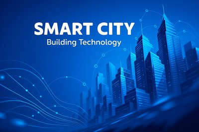 Futuristic Smart City Digital Background with Technology Elements
