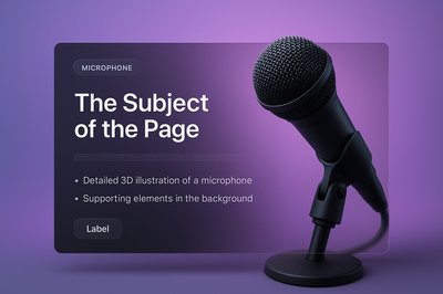 3D Microphone Composition with Text Overlay