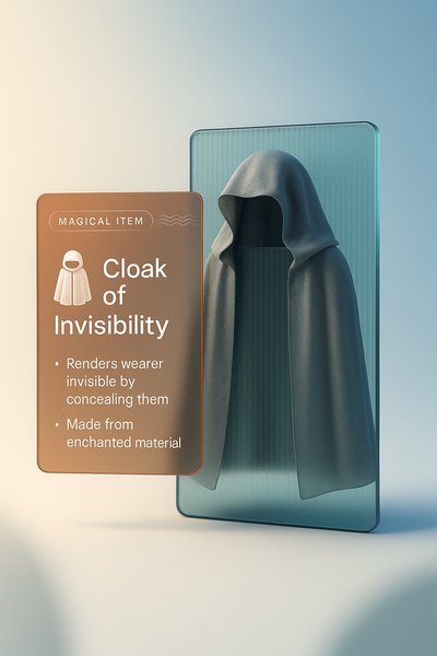 Cloak of Invisibility 3D Illustration with Modern Design Elements
