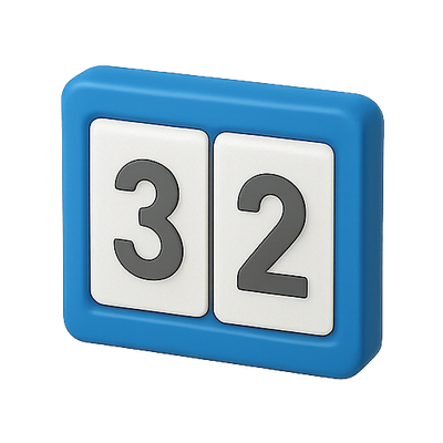 Blue Flip Counter Displaying Number 32
