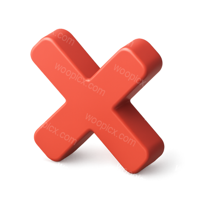 Stylish 3D X-Mark Icon with Volumetric Depth