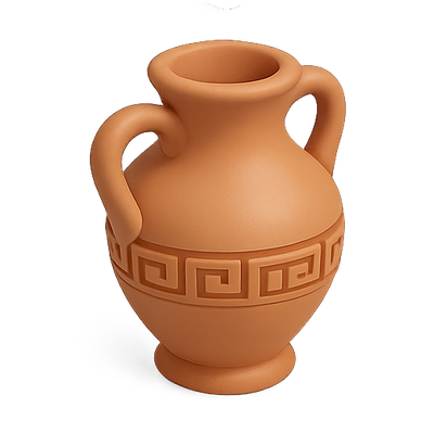 Stylized Terracotta Vase with Greek Motif