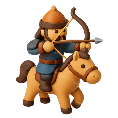 3D Icon of a Mongol Horse Archer in Isometric View