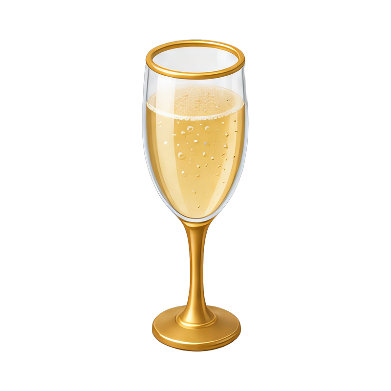 elegant champagne flute with gold rim