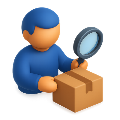 3D Package Inspection Icon in Isometric View