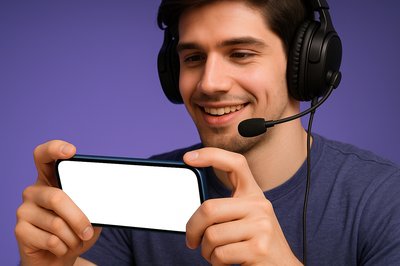 Gamer Holding a Phone with Headset on