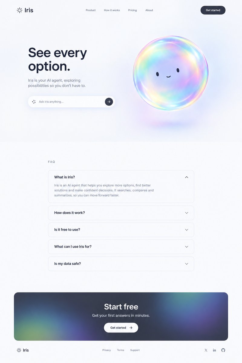 AI agent landing page design