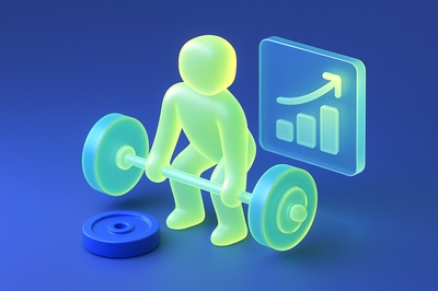Stylized 3D Icon of a Deadlift in Soft Glow