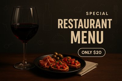 Elegant Restaurant Setting with Wine and Appetizers