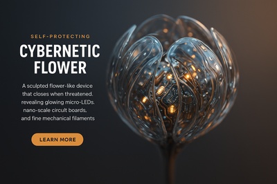 Hyperrealistic Cybernetic Flower with Illuminated Interior