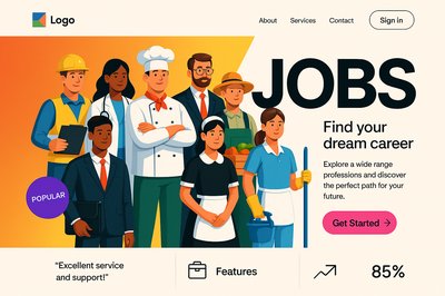Vibrant Landing Page Design for Job Opportunities