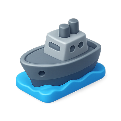 3D Render of a Toy Boat on Water
