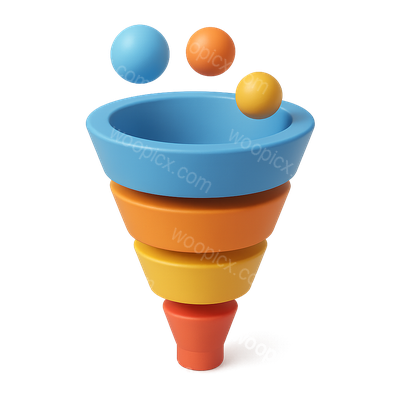 Colorful 3D Sales Funnel Icon with Volumetric Design
