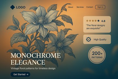 Elegant Monochrome Floral Landing Page Design