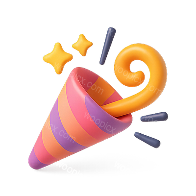 Colorful Party Horn with Stars and Swirl Design