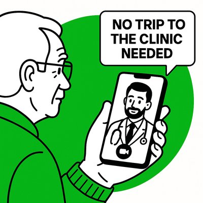 Illustration of Telemedicine Consultation with Doctor