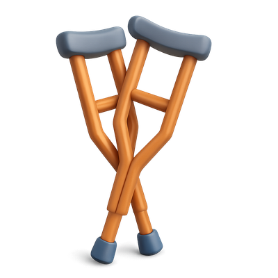 Stylish 3D Crutches Icon with Isometric View