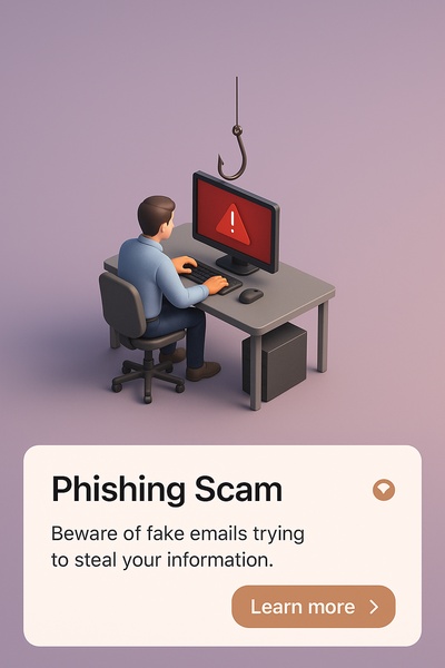 3D Scene Depicting Phishing Scam Awareness