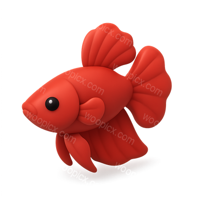 Stylized 3D Betta Fish Icon with Volumetric Effect