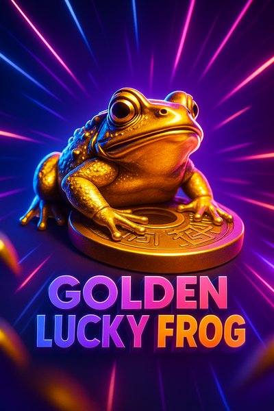 Dynamic Golden Lucky Frog Illustration with Neon Effects