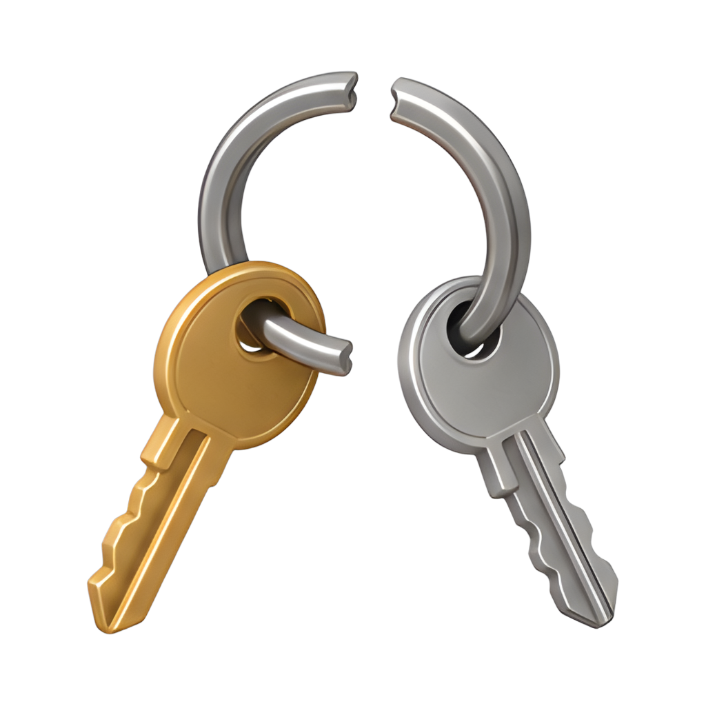 Keyring splitting into two keys