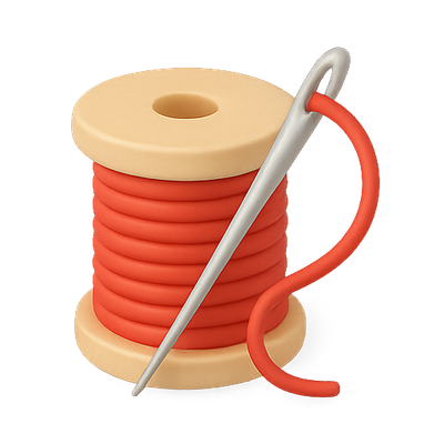Realistic Illustration of a Spool of Thread and Needle
