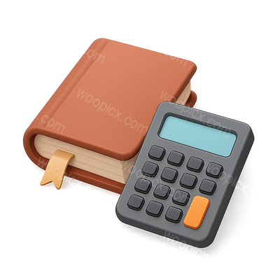 3D Icon of Book and Calculator in Isometric View