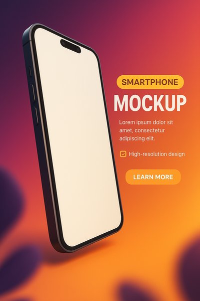 Smartphone Mockup with Gradient Background and Call to Action