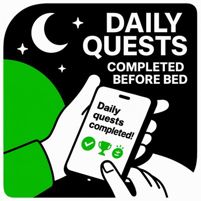 Engaging Illustration of Daily Quests Completion on Mobile Device