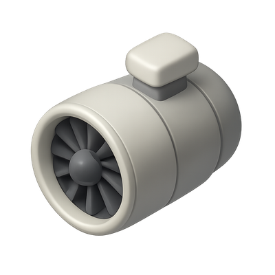3D Isometric Aircraft Engine Icon with Volumetric Design