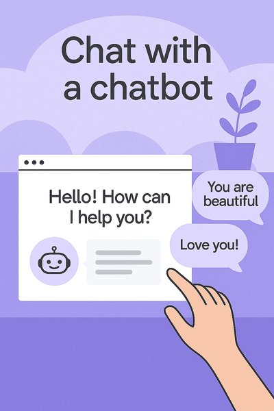 Illustration of a User Interacting with a Chatbot Interface