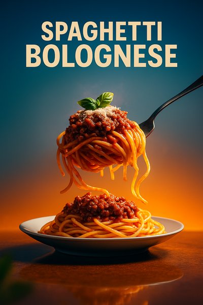 Dynamic Spaghetti Bolognese Presentation in Realistic Style