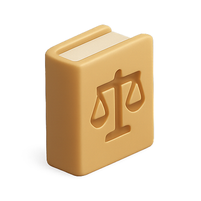 Stylized Legal Book Icon with Scales of Justice