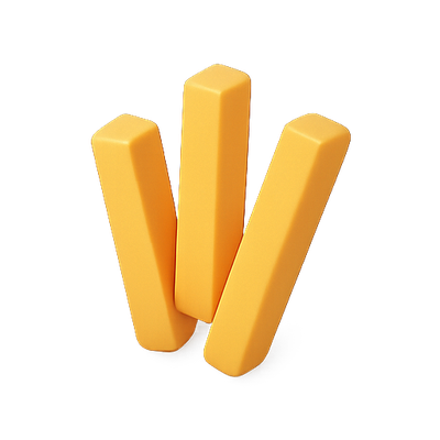 Abstract Arrangement of Three Yellow Geometric Shapes