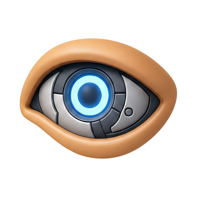 close-up of glowing cyborg eye