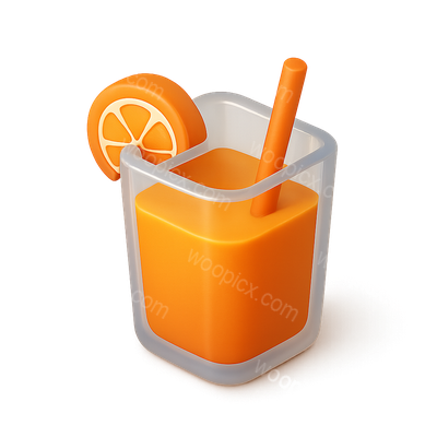 Colorful 3D Juice Icon with Isometric Design