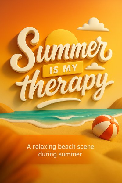 Relaxing Beach Scene with Summer Therapy Theme