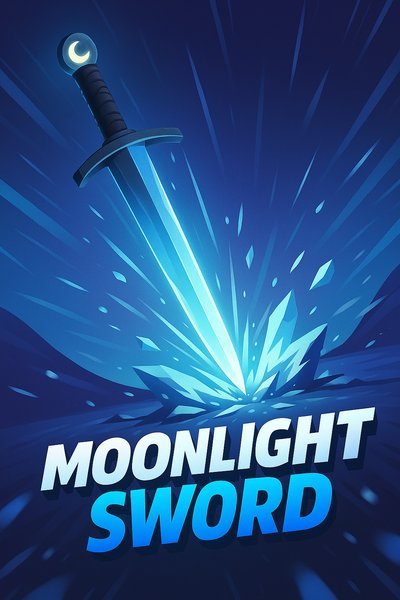 Dynamic Moonlight Sword Illustration with Vibrant Colors