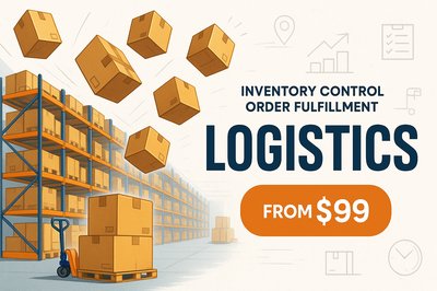 Dynamic Warehouse Illustration for Logistics and Inventory Control