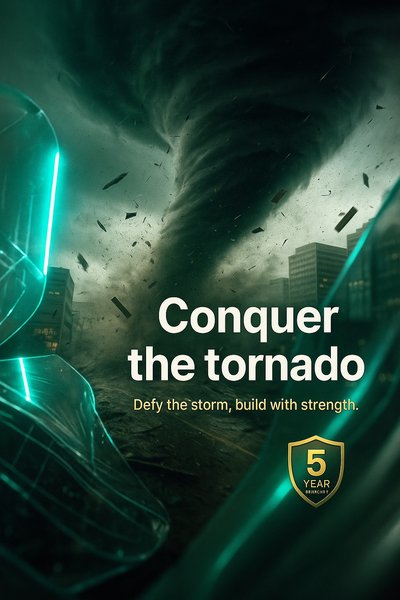 Neon Tornado Scene with Dynamic Elements and Bold Text